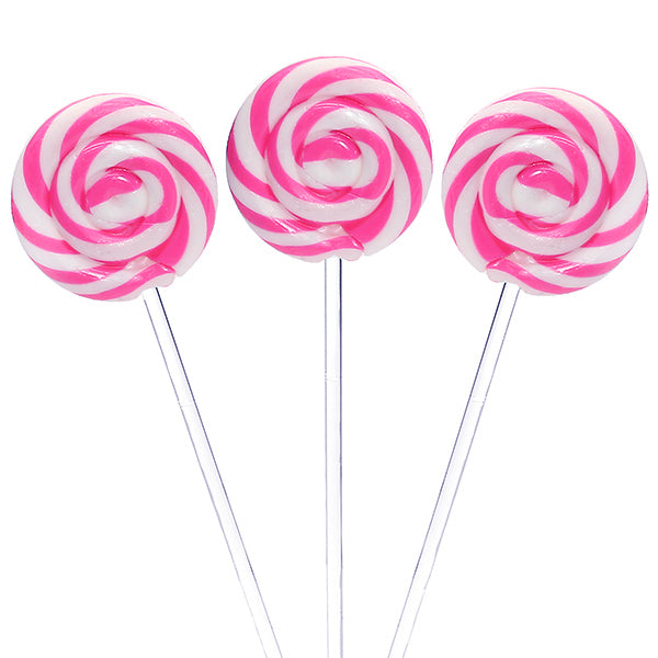 Pink Swirl Lollipops with Clear Plastic Sticks – YumJunkie